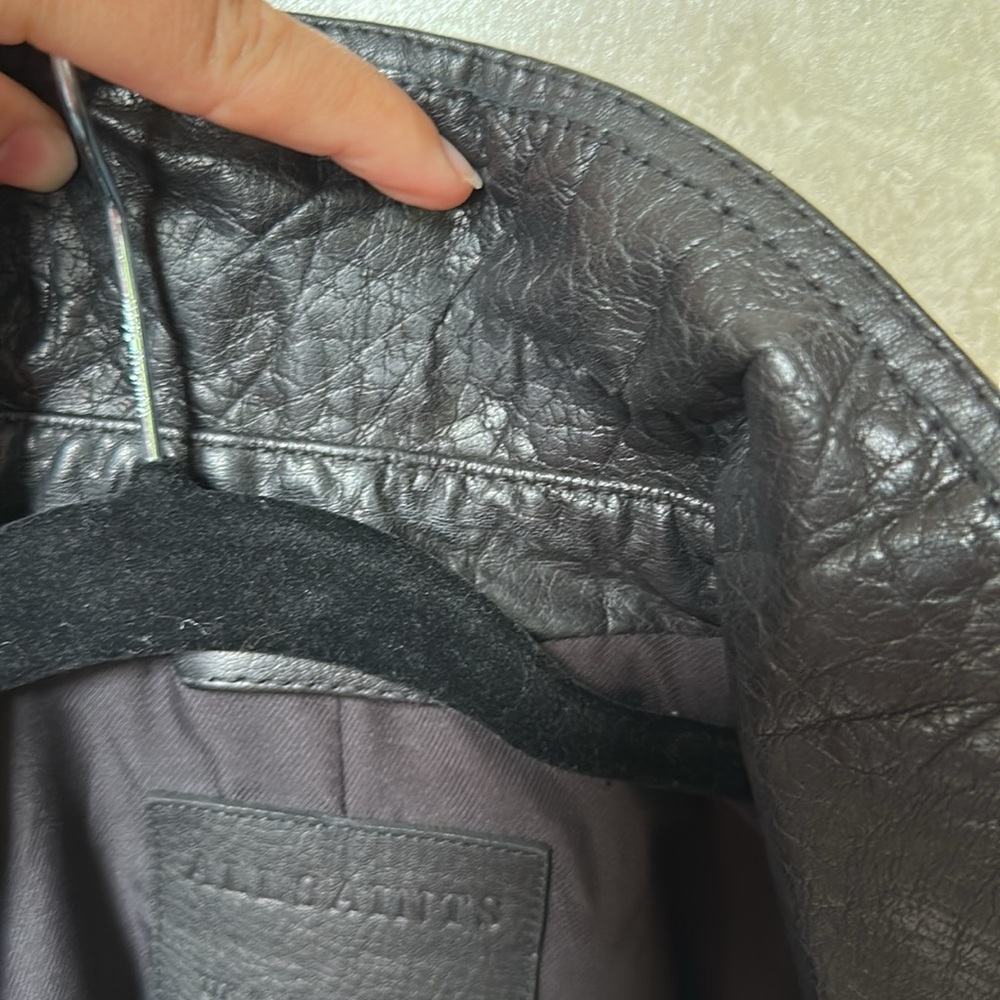 Allsaints Hadi Biker leather jacket sz 4 | black moto jacket EUC - Picture 16 of 16